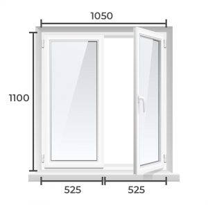 Окно ПВХ Brusbox 60 1100x1050 2 камерный профиль