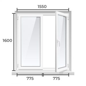 Окно ПВХ Brusbox 60 1600x1550 2 камерный профиль