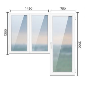 Балконный блок 1300x1450 / 2100x750 2 камерный профиль